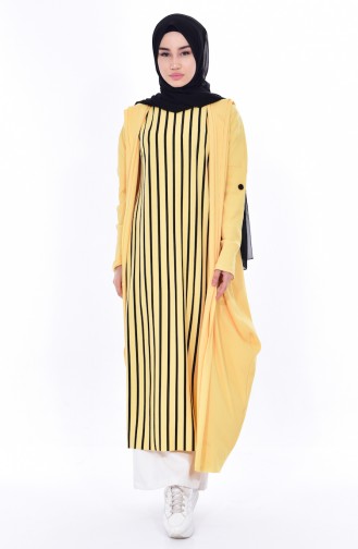 Striped Tunic Cardigan Binary Suit 1968-03 Yellow 1968-03