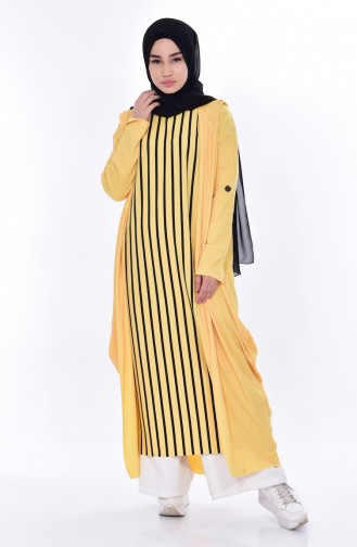 Striped Tunic Cardigan Binary Suit 1968-03 Yellow 1968-03