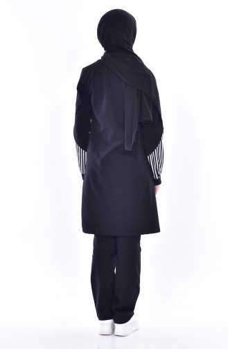 Sefamerv Striped Tracksuit Suit 0390-01 Black 0390-01