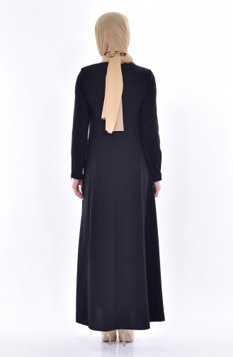 Abaya a Fermeture 0146-01 Noir 0146-01