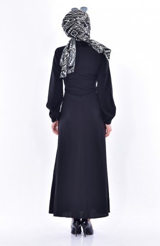 Judge Collar Pleated Abaya 1059-02 Black 1059-02