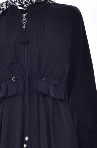 Judge Collar Pleated Abaya 1059-02 Black 1059-02