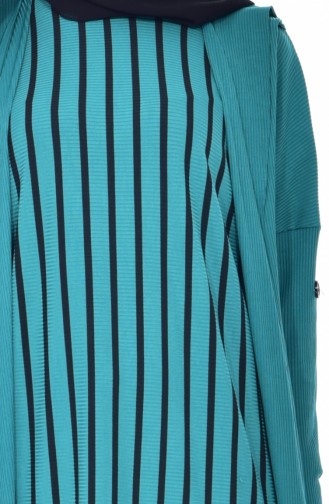 Striped Tunic Cardigan Double Suit 1968-02 Green 1968-02