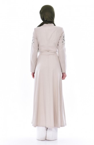 Hijab Mantel mit Stickerei 1054-01 Hell Beige 1054-01