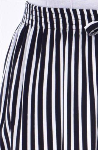 Gestreifte Weite Hose 4072A-01 Schwarz Weiß 4072A-01