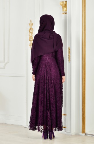 Lace Overlay Evening Dress 1008-02 Purple 1008-02