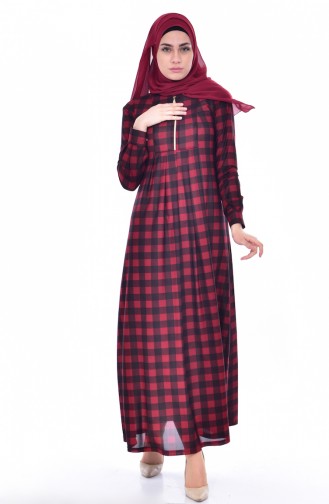 Weinrot Hijab Kleider 6084-01
