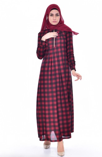 Claret Red Hijab Dress 6084-01