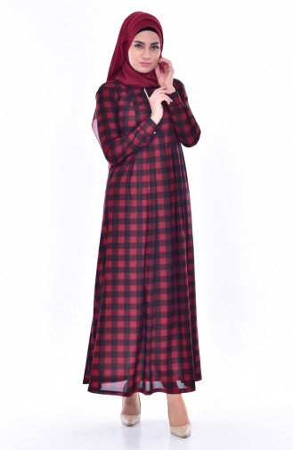 Claret Red Hijab Dress 6084-01
