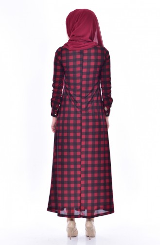 Claret Red Hijab Dress 6084-01