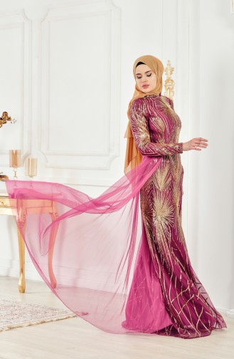 Abendkleid mit Pailetten 1010-03 Fuchsia 1010-03