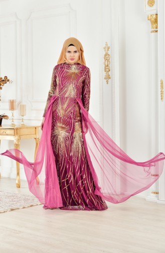 Abendkleid mit Pailetten 1010-03 Fuchsia 1010-03