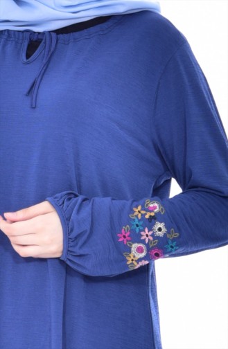 Embroidered Sleeve Tunic 50209-03 Indigo 50209-03