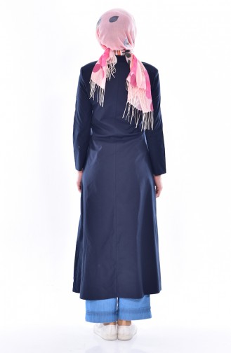 Zippered Abaya 1057-02 Navy Blue 1057-02