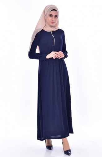 Navy Blue Hijab Dress 6082-08