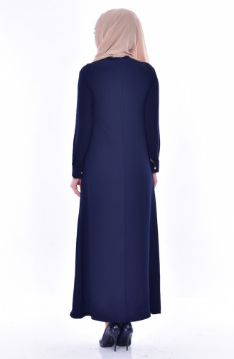 Navy Blue Hijab Dress 6082-08