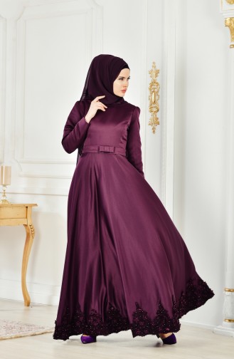 Guipure Evening Dress 2912-03 Purple 2912-03