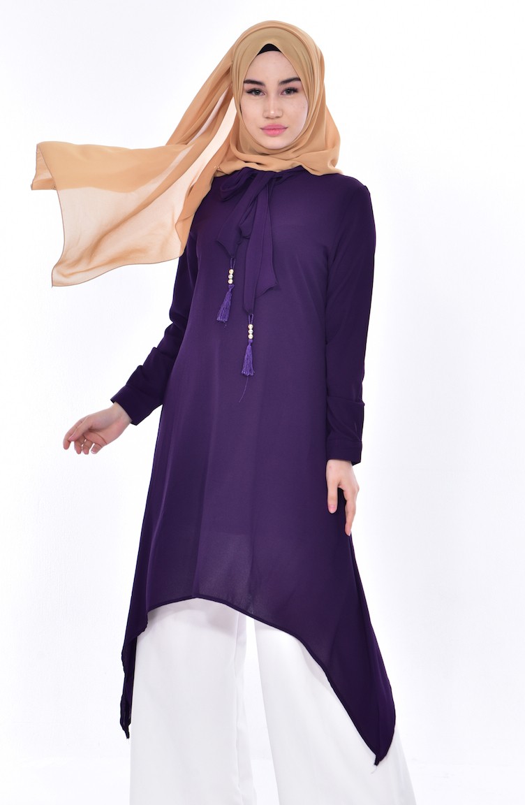 Tunika mit Krawatten Detail 4876-12 Lila 4876-12