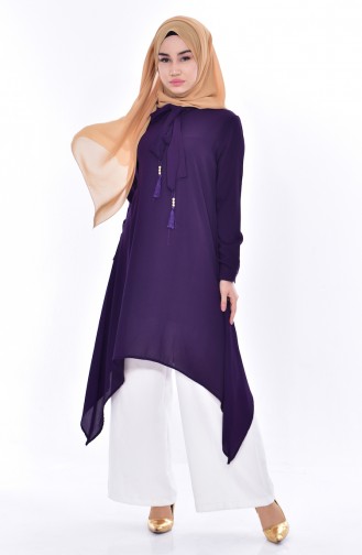 Tunika mit Krawatten Detail 4876-12 Lila 4876-12