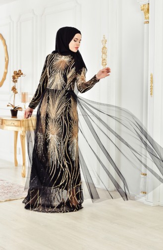 Black Hijab Evening Dress 1010-08