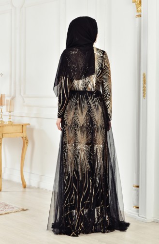 Black Hijab Evening Dress 1010-08