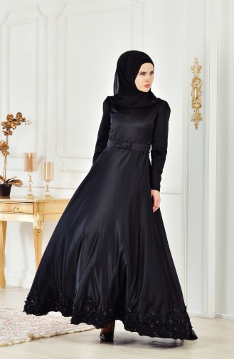 Guipure Evening Dress 2912-04 Black 2912-04