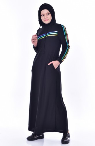 Kapüşonlu Spor Elbise 8181-01 Siyah