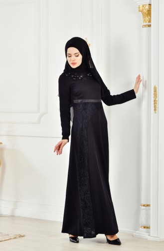 Kleid mit Spitzen 2942-01 Schwarz 2942-01