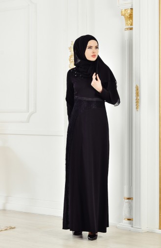 Kleid mit Spitzen 2942-01 Schwarz 2942-01