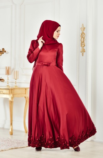 Guipure Evening Dress 2912-01 Bordeaux 2912-01