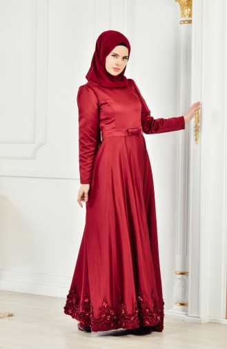 Claret red İslamitische Avondjurk 2912-01