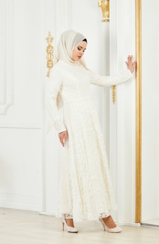 Robe de Soirée a Dentelle 1008-05 Ecru 1008-05