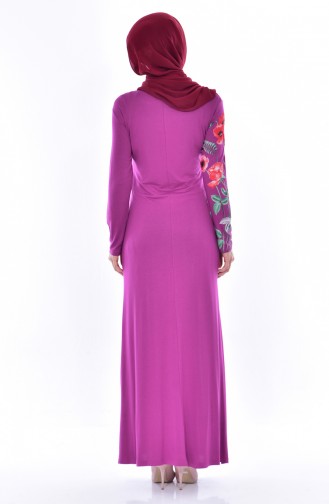 بيزلايف فستان بتصميم مُطبع 7795-07 لون فوشيا 7795-07