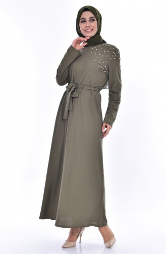 Khaki Hijab Dress 0543-02