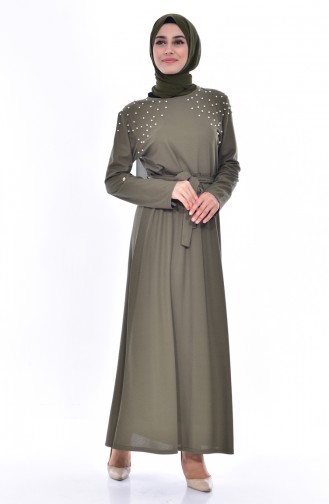 Khaki Hijab Dress 0543-02