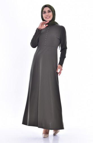 Khaki Hijab Dress 2196-02