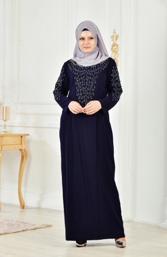 Navy Blue İslamitische Jurk 6146-04