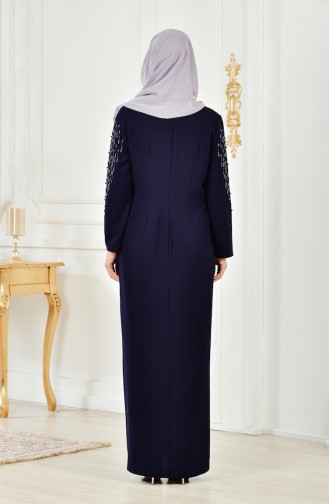 Robe Perlées Grande Taille 6146-04 Bleu Marine 6146-04