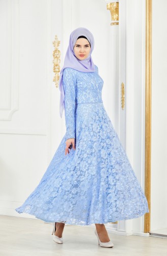 Blau Hijab-Abendkleider 1008-04