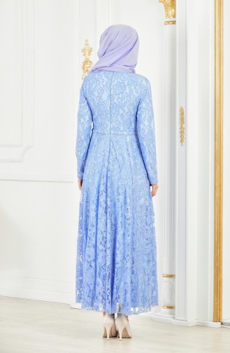 Blue Hijab Evening Dress 1008-04