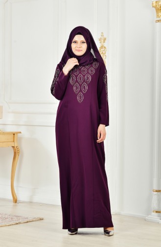 Robe İmprimée de Pierre Grande Taille 6145-02 Pourpre 6145-02