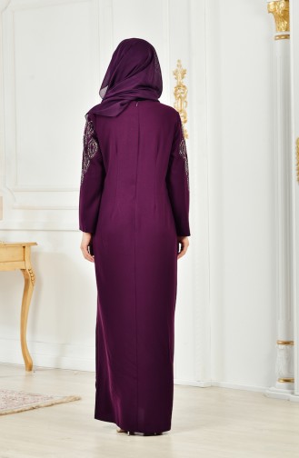 Large Size Stone Printed Dress 6145-02 Purple 6145-02