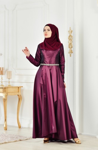 Purple Hijab Evening Dress 1007-01