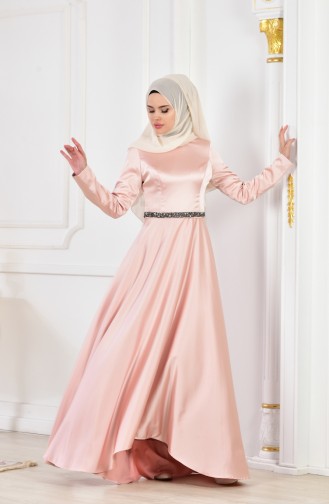 Powder Hijab Evening Dress 1007A-02