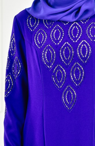 Robe İmprimée de Pierre Grande Taille 6145-04 Bleu Roi 6145-04