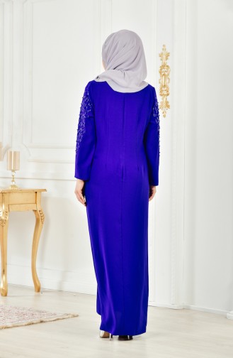 Robe Perlées Grande Taille 6146-05 Bleu Roi 6146-05