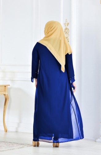 Saxe Hijab Evening Dress 1114-01