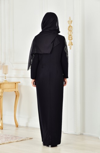 Robe İmprimée de Pierre Grande Taille 6145-05 Noir 6145-05