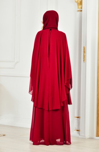 فستان سهرة مُزين باللؤلؤ 1002-01 لون خمري 1002-01
