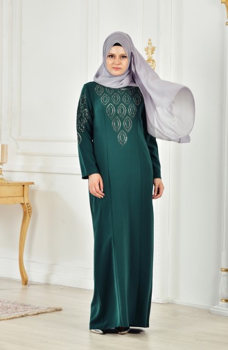 Robe İmprimée de Pierre Grande Taille 6145-01 Vert emeraude 6145-01